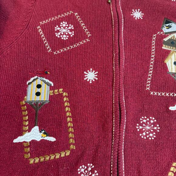 Croft & Barrow Cardigan Zip Sweater GrannyCore Knit Birdhouse XL Womens Winter - Picture 2 of 10